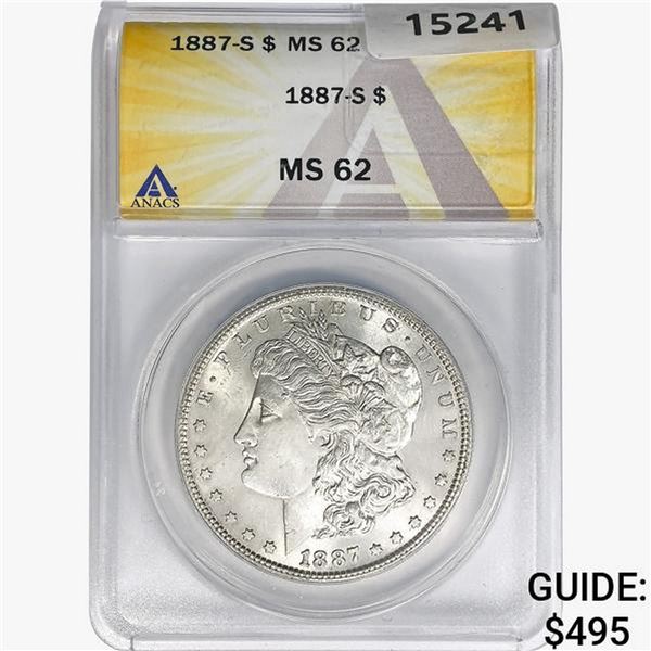 1887-S Morgan Silver Dollar ANACS MS62