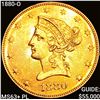 Image 1 : 1880-O $10 Gold Eagle CHOICE BU+ PL