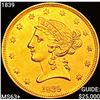 Image 1 : 1839 $5 Gold Half Eagle CHOICE BU+
