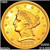 Image 1 : 1869 $2.50 Gold Quarter Eagle CHOICE BU+