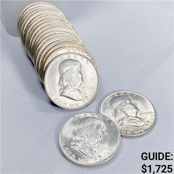 1950-D Franklin Half Dollars Roll (20 Coins)