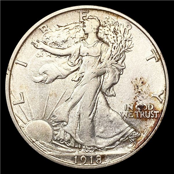 1918-S Walking Liberty Half Dollar ABOUT UNCIRCULA