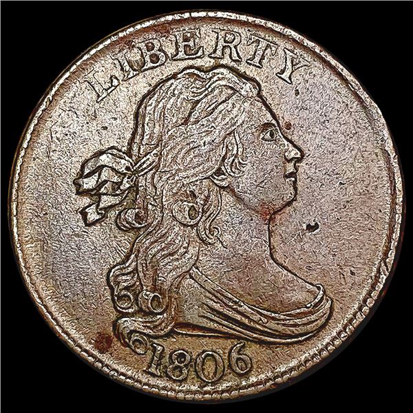 1806 Sm 6 Stemless Draped Bust Half Cent CLOSELY U