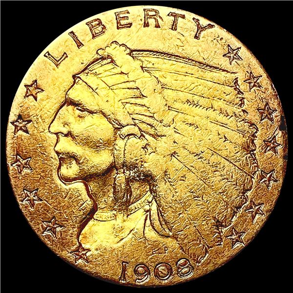 1908 $2.50 Gold Quarter Eagle LIGHTLY CIRCULATED