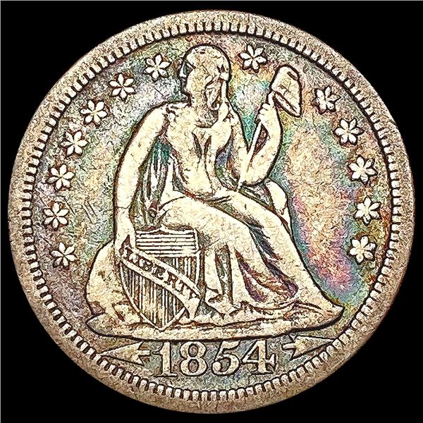 1854 Arws Seated Liberty Dime NEARLY UNCIRCULATED