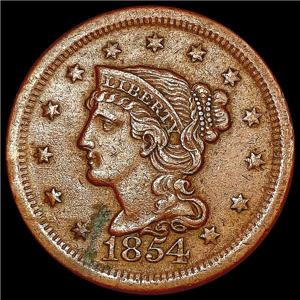 1854 Braided Hair Large Cent NEARLY UNCIRCULATED