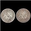 Image 2 : [2] 1853 Arws & Rays Seated Lib Quarters LIGHTLY C