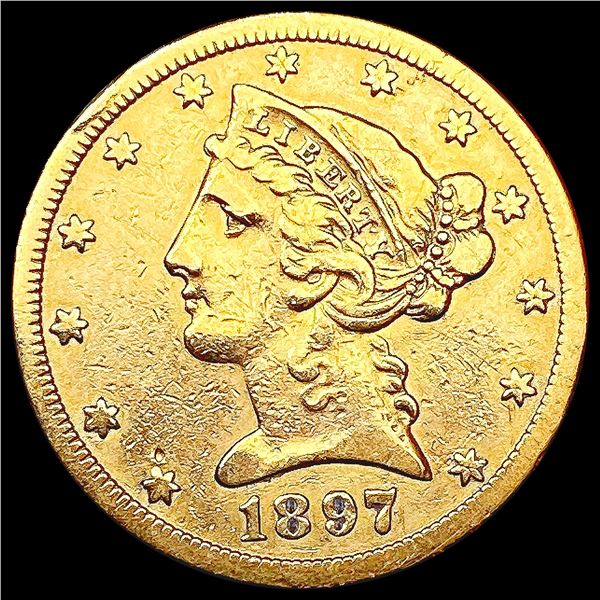 1897-S $5 Gold Half Eagle NEARLY UNCIRCULATED
