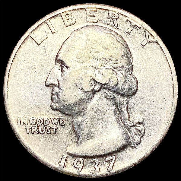 1937-D Washington Silver Quarter CLOSELY UNCIRCULA