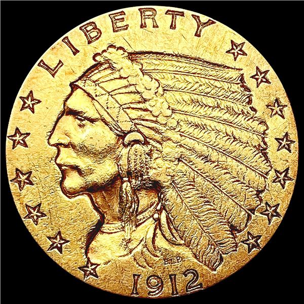 1912 $2.50 Gold Quarter Eagle NEARLY UNCIRCULATED