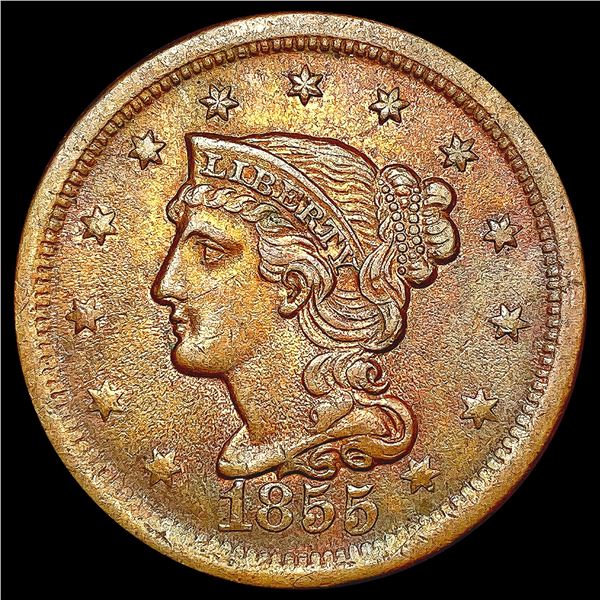 1855 Braided Hair Large Cent CLOSELY UNCIRCULATED