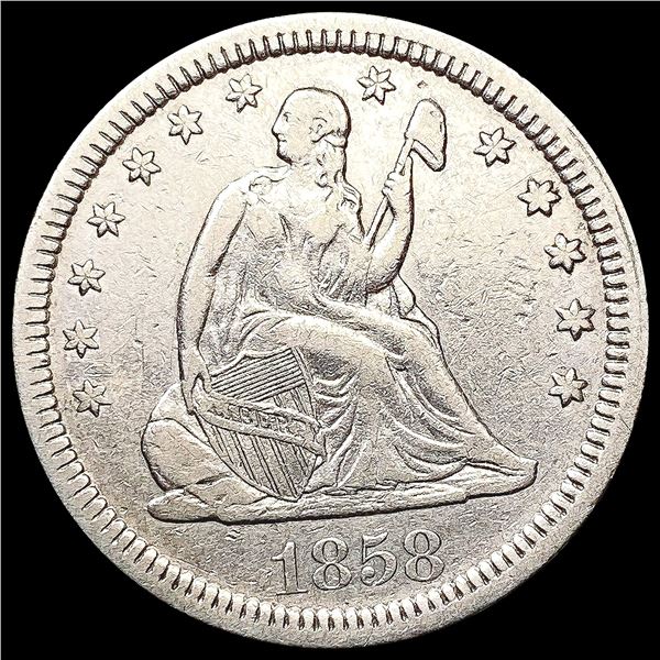 1858 Seated Liberty Quarter NEARLY UNCIRCULATED