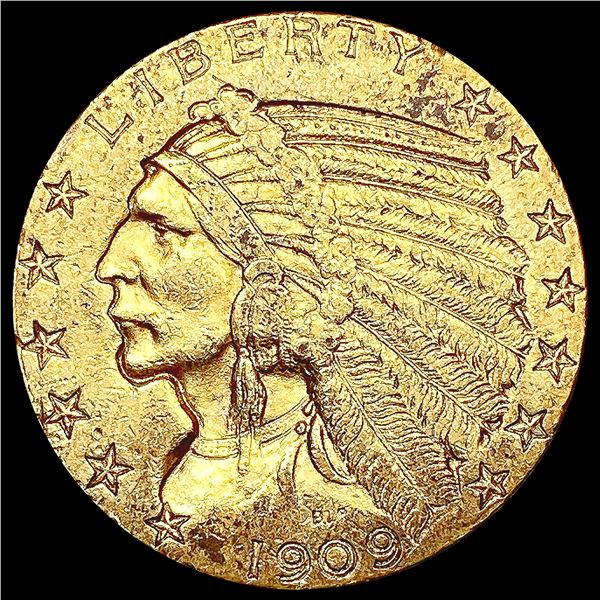 1909-D $5 Gold Half Eagle CLOSELY UNCIRCULATED