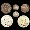Image 1 : (4) Varied US Coins (1842, (2) 1951-D, 1871) HIGH