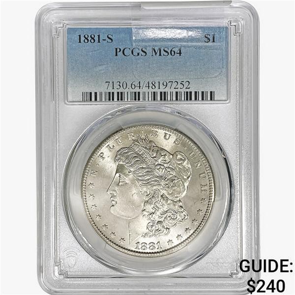 1881-S Morgan Silver Dollar PCGS MS64