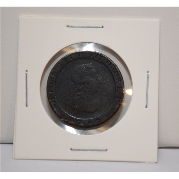 1798 GB ISLE OF MAN GEORGE III 1/2 PENNY COIN