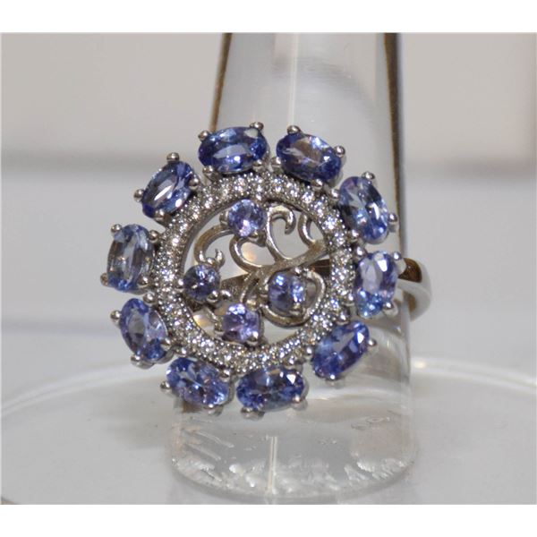 STERLING GOLD PLATED TANZANITE GEM RING SIZE 7