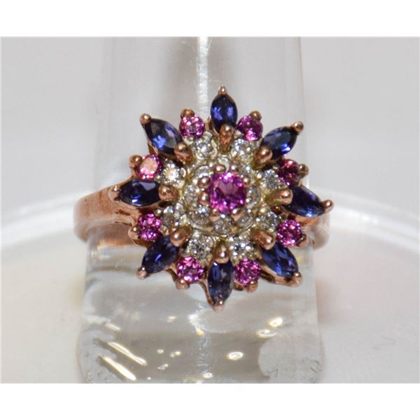 STERLING GOLD PLATED VARIOUS GEMSTONE RING SIZE 7