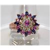 Image 1 : STERLING GOLD PLATED VARIOUS GEMSTONE RING SIZE 7