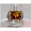 Image 1 : STERLING GOLD PLATED CITRINE & CZ GEM RING SIZE 7