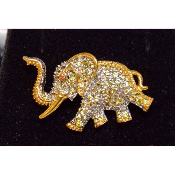 .925 SILVER GOLD PLATED SAPPHIRE ELEPHANT PENDANT