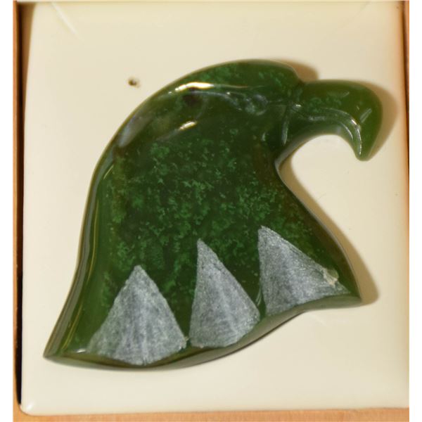 GENUINE CANADA JADE EAGLE CARVING BROOCH