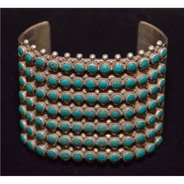 HEAVY STERLING STAMPED TURQUISE GEM BRACLET 79g