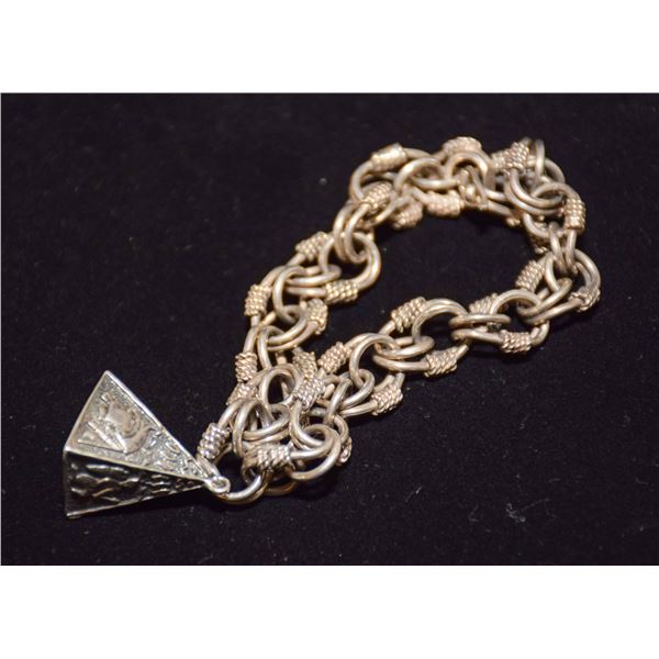 SILVER VINTAGE UNIQUE CHARM BRACELET EGYPTIAN