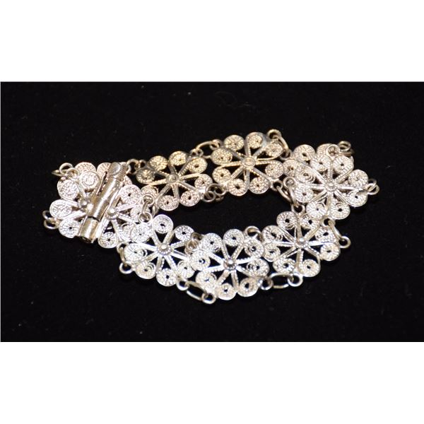 VINTAGE SILVER & SILVER FILIGREE BRACELET
