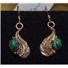 Image 1 : STERLING SILVER MALACHITE GEM VINTAGE EARRINGS