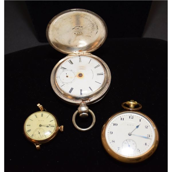 LOT OF 3 OLD SILVER & GOLD PLATED POCKET WATCHES