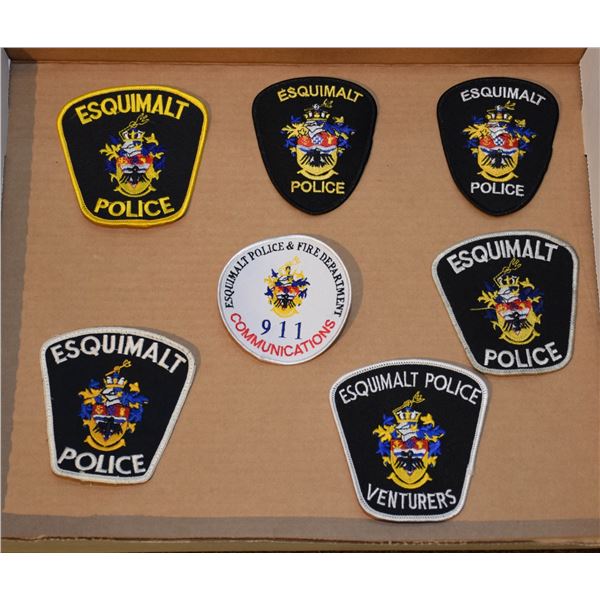 LOT OF 10 VARIOUS ESQUIMALT BC POLICE PACTCHES ETC