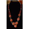 Image 1 : VINTAGE SILVER AND CORAL GEMSTONE NECKLACE