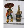 Image 1 : PAPER MACHE CLOWN FIGURINE & A CERAMIC BOTTLE