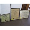 Image 1 : 3 FRAMED CERTIFICATES OF WILLIAM MILLER