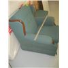 Image 2 : GREEN UPHOLSTERED CHAIR & FOOTSTOOL