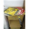 Image 1 : SLOW STOP SIGN W/HANDLE & 2 SLOW STOP SIGNS W/O HANDLE