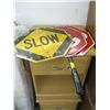 Image 1 : SLOW STOP SIGN W/HANDLE & 2 SLOW STOP SIGNS W/O HANDLE