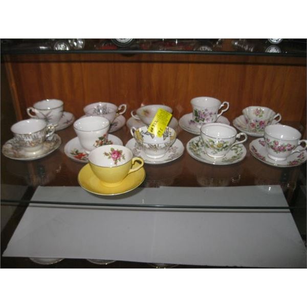 11 TEACUPS & SAUCERS