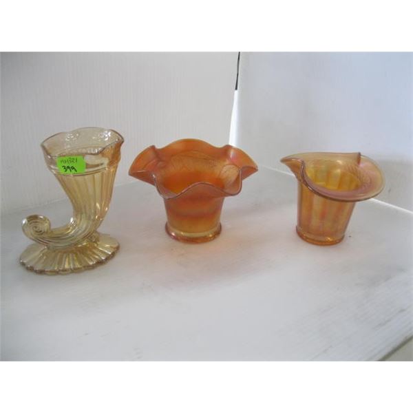 3 PIECES OF CARNIVAL GLASS