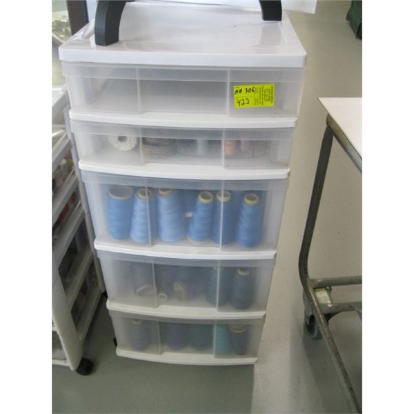 5 DRAWER STORAGE CABINET W/ASST. THREAD