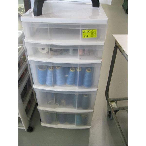 5 DRAWER STORAGE CABINET W/ASST. THREAD