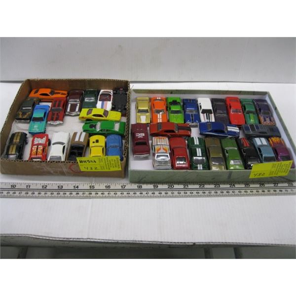 2 TRAYS OF ASST. CARS, HOT WHEELS, ETC.