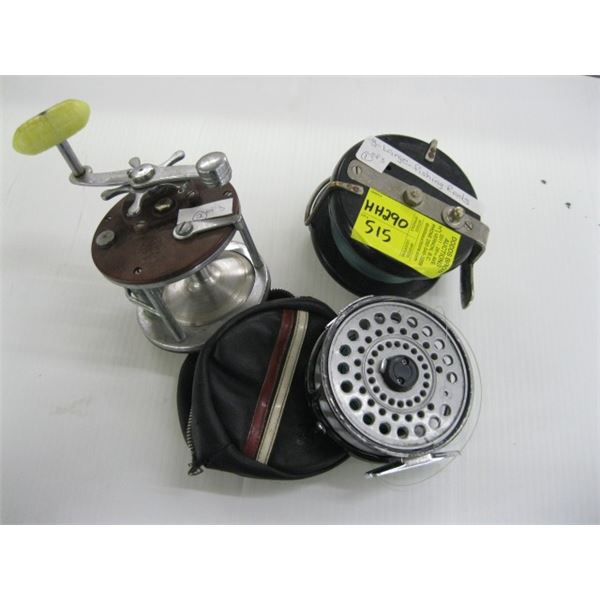 3 FISHING REELS: 2 TROLLING REELS & A FLY REEL