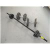 Image 1 : BARBELL W/WEIGHTS & 2 DUMBBELLS