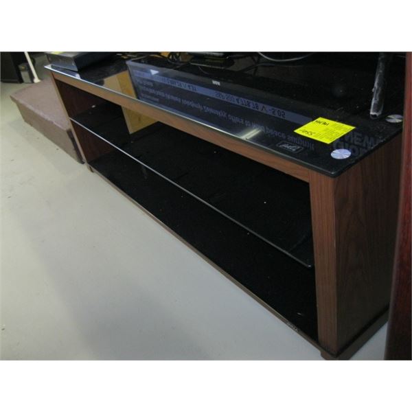 GLASS & WOOD FLATSCREEN TV STAND