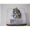 Image 3 : LADIES .925 STERLING SILVER RING W/6 LIGHT BLUE STONES, SZ 7 1/4