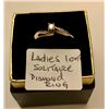 Image 1 : LADIES 10KT SOLITAIRE DIAMOND RING, SZ 8 1/2