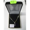 Image 2 : LADIES 10KT 19' CHAIN & 14KT PENDANT FIRE TOPAZ W/3 SM. DIAMONDS