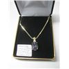 Image 3 : LADIES 10KT 19' CHAIN & 14KT PENDANT FIRE TOPAZ W/3 SM. DIAMONDS